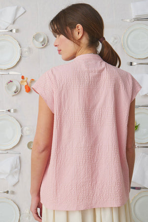 Mii Anne Handwoven Cotton Silk Top Light Pink