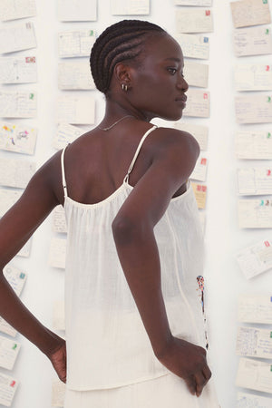 Mii Dafni Embroidered Top Natural