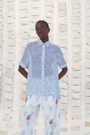 Mii Karine Silk Shirt Turkish Blue