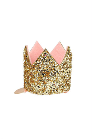 Mini Gold Glitter Crown Hair Clip