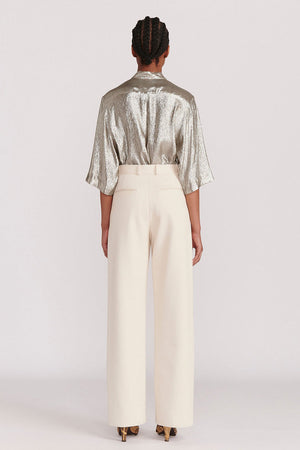 Indress Groseille High Waisted Twill Pants Ivory