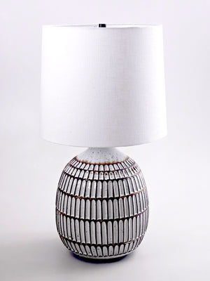 Carved Lamp Brown and White