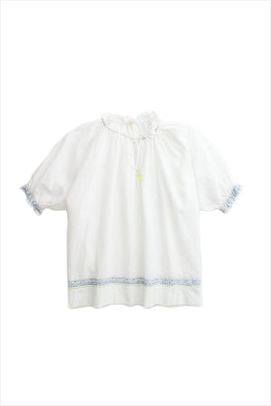 Injiri Amber 41 Top White with Yellow and Blue Embroidery