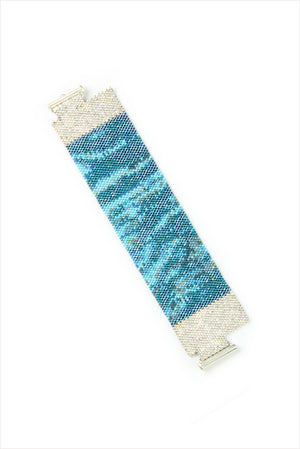 Blue Ripple Beaded Cuff