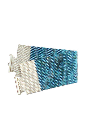 Blue Ripple Beaded Cuff