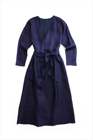 Indress Tibre Silk Jacquard Kimono Dress Ink