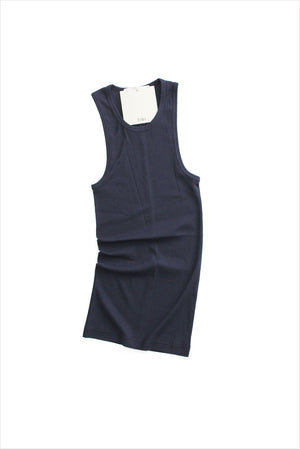 Tibi Circular Fine Rib Tank Navy