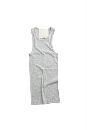 Tibi Circular Fine Rib Tank Heather Grey