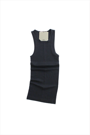 Tibi Circular Fine Rib Tank Black