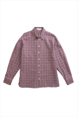 Tibi Flannel Oversized Shirt Red Multi