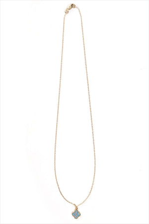 Turquoise Pave Quatrefoil Necklace