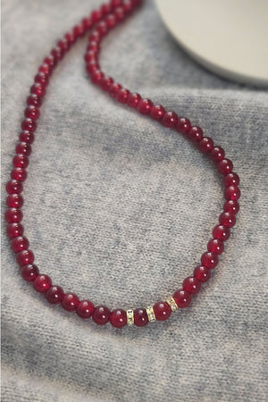 Carnelian With Pave Spacer Beaded Necklace