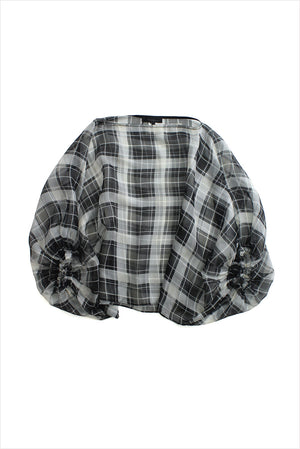 Louiza Babouryan Silk Organza Blouse Plaid