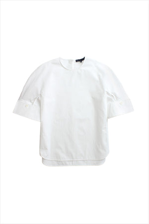 Tibi Poplin Reverse Sleeve Top White