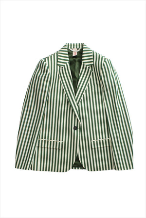 Indress Totnes Jacket Green Ivory Stripe