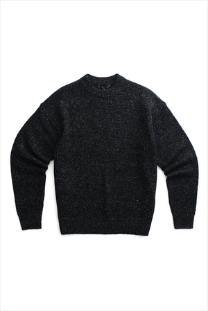 Tibi Speckled Tweed Easy Pullover Black Multi