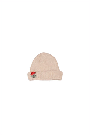 Mii Hand Embroidered Knitted Bonnet Off White