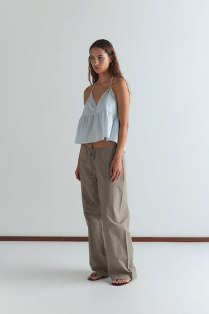 Deiji Studios Keyhole Halter Top Powder Blue Stripe