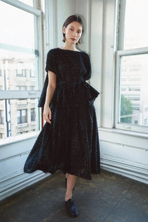 Louiza Babouryan Tinsel Top Black