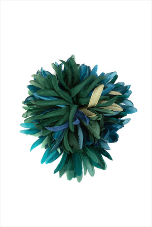 Indress Nicole Silk Anemone Brooch Green