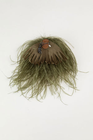 Indress Ostrich Feather Brooch Bronze