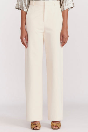 Indress Groseille High Waisted Twill Pants Ivory