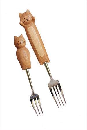 Hand-Carved Kitten Fork