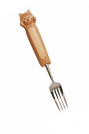 Hand-Carved Kitten Fork
