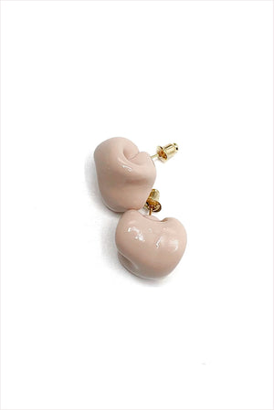 Pliée No.5 Puff Mini Earrings Tan
