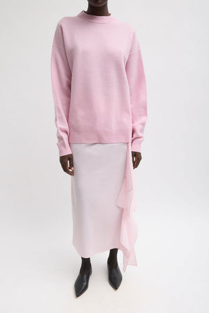 Tibi Wool Crewneck Easy Pullover Pink