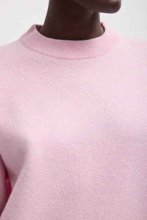 Tibi Wool Crewneck Easy Pullover Pink