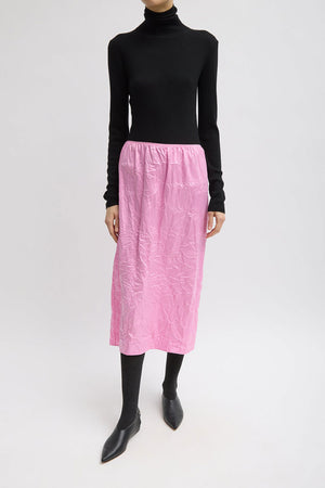Tibi Tech Crush Slip Skirt Pink