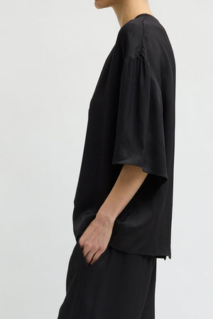 Tibi Eco Viscose Easy T-shirt Black