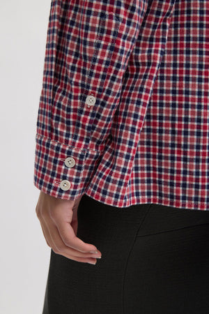 Tibi Flannel Oversized Shirt Red Multi