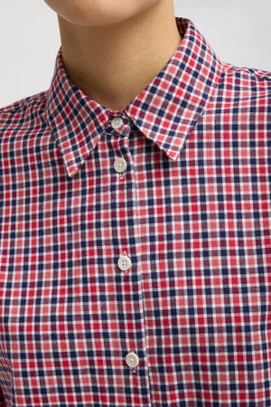 Tibi Flannel Oversized Shirt Red Multi