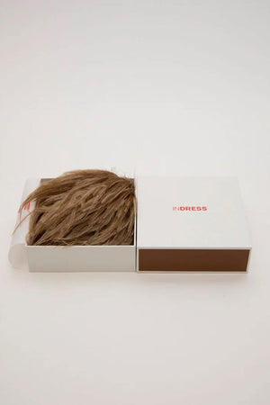 Indress Meryl Ostrich Feather Brooch Camel