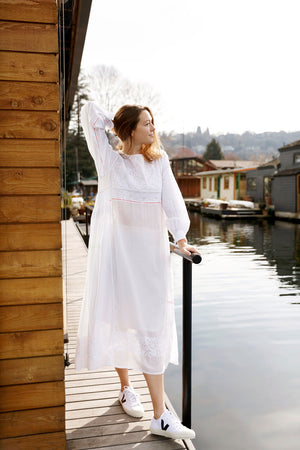 Injiri Muslin Dress 18 White with Color Accents