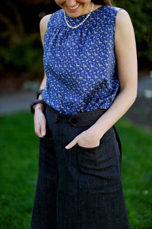 F&H Women's Sleeveless Bunny Top Navy