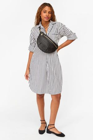 Clare V. Grande Fanny Bag Woven Zig Zag Black