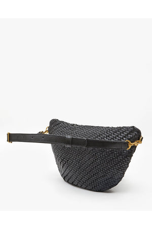 Clare V. Grande Fanny Bag Woven Zig Zag Black