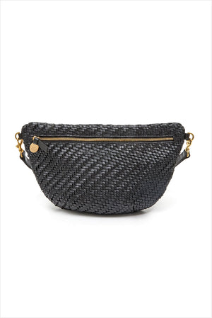 Clare V. Grande Fanny Bag Woven Zig Zag Black