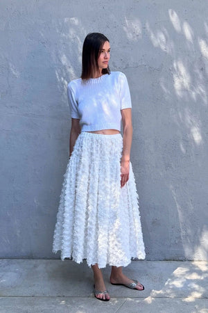 Louiza Babouryan Eyelash Cotton Skirt White