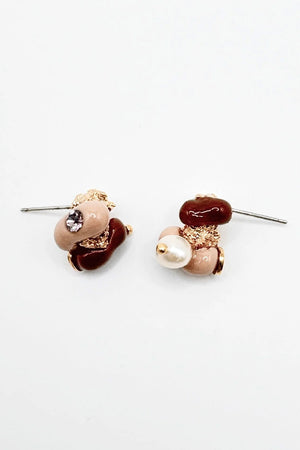 Dear No.12 Earrings Tan and Burgundy