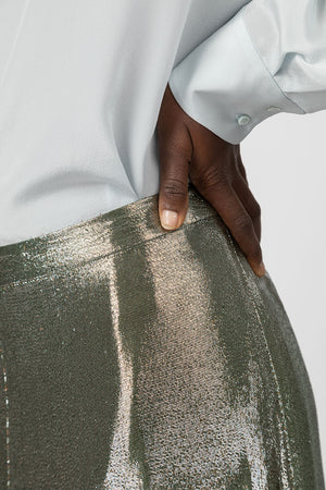 Indress Garonne Silk Lurex Skirt Silver Green