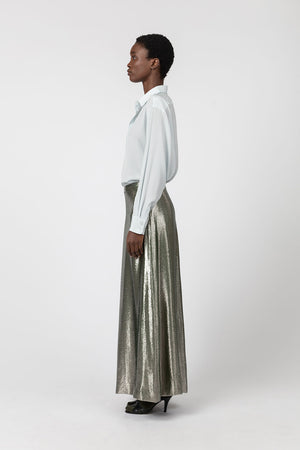 Indress Garonne Silk Lurex Skirt Silver Green