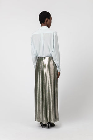 Indress Garonne Silk Lurex Skirt Silver Green