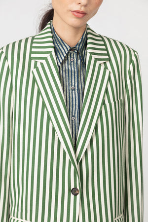Indress Totnes Jacket Green Ivory Stripe