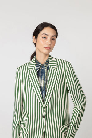 Indress Totnes Jacket Green Ivory Stripe