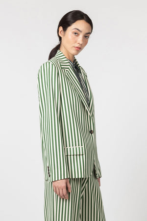 Indress Totnes Jacket Green Ivory Stripe