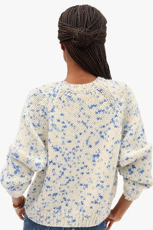 Clare V Le Court Sweater Cream Cobalt Speckle